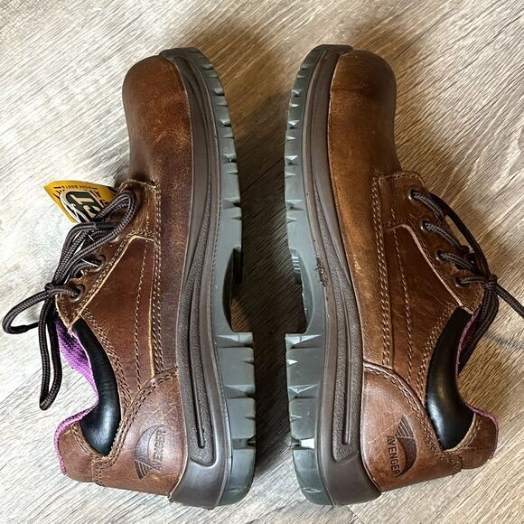 Avenger Oxford A7166 Safety Toe Shoes Brown Leather Womens 7.5 UK 5 EU 37.5 - Picture 3 of 10